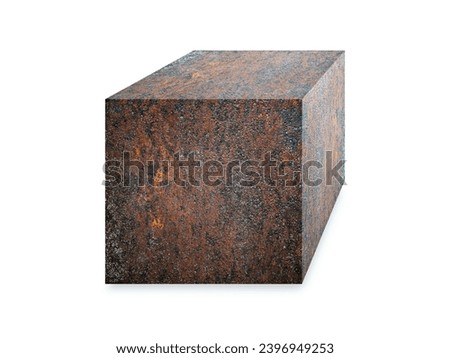 Rusty metal cube isolated on a white background
