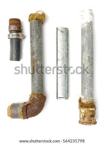 rusty metal pipe on a white background