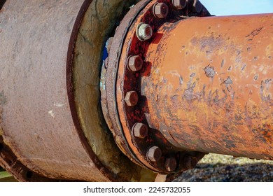 rusty metal pipeline  industrial flow distribution pipe for gas oil  