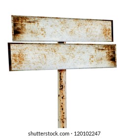 Rusty Metal Sign Board Isolated On White