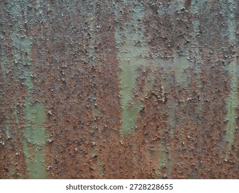 Rusty Metal Texture Background with Corroded Surface and Green Paint