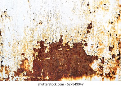 Rusty metal texture background with cracked white paint - Shutterstock ID 627343049