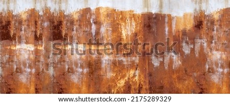 Rusty metallic texture, rust and oxidized metallic background. Long banner format