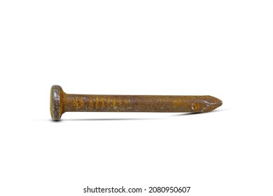 Rusty Nail Isolated On White Background.