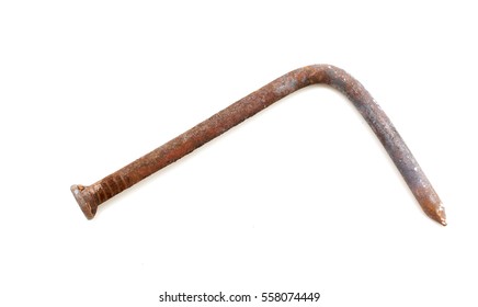Rusty nail isolated on white background.