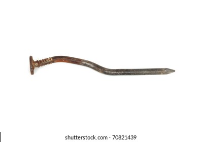 Rusty nail isolated on white background