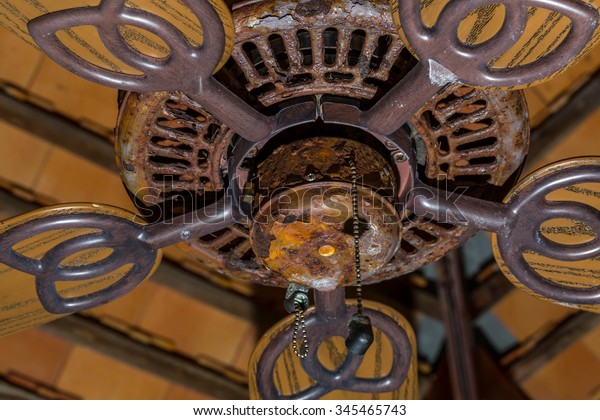 Rusty Old Antique Ceiling Fan Stock Photo Edit Now 345465743