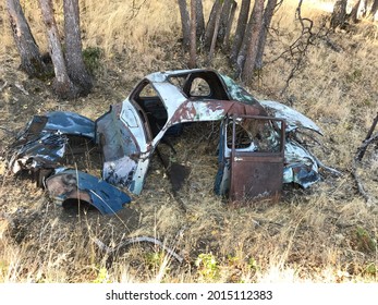 Rusty Old Car Wreck In The Middle Of Nowhere 