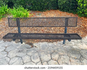 A Rusty Old City Park Metal Bench Seating Garden Backyard Furniture Seat