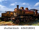 Rusty old italian steam and electric locomotives 