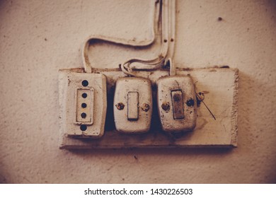 Rusty Old Light Switches in Abandoned House