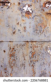 Rusty Old Metal Panel Background With Chipped Paint And Copy Space