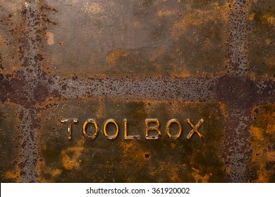 Rusty Old Metal Toolbox Background With Texture