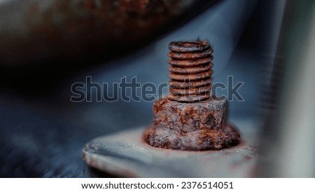 Rusty on bolt and nut, Close up photo, Selective focus.