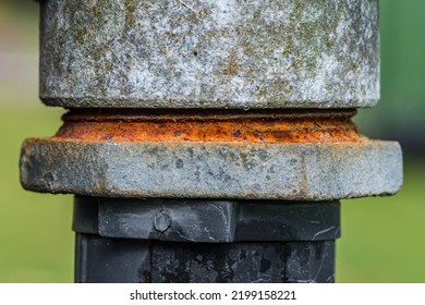 Rusty On Screw (Old Bolts And Nut), Metal Details, Macro Photography. Closeup Shot And Selection Focus.