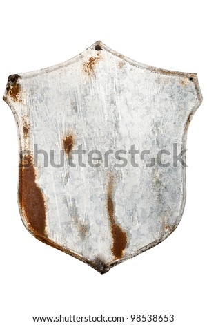 Rusty painted metal plate isolated on white