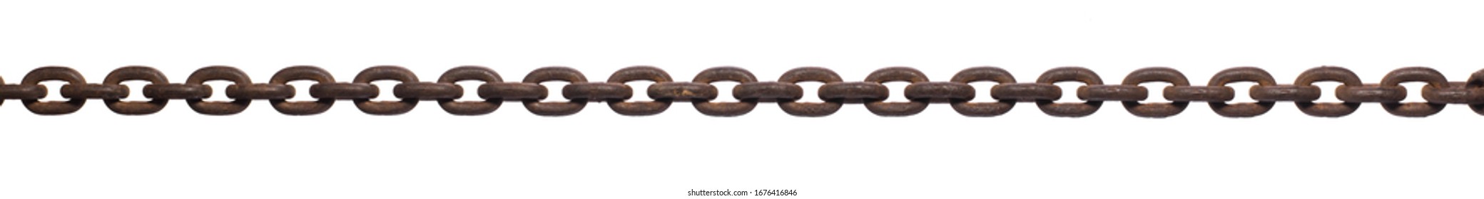rusty powerful iron chain isolated on white background