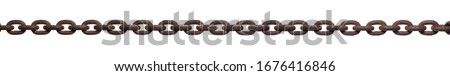 rusty powerful iron chain isolated on white background