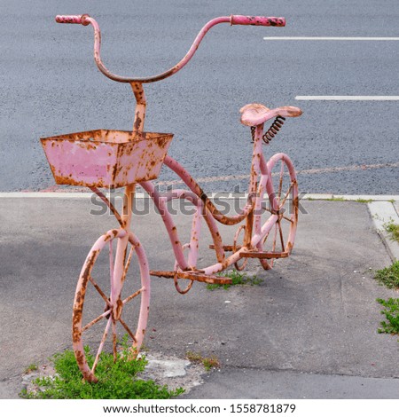 Similar – Image, Stock Photo Red bike with basket on italian street.