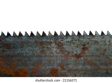 rusty saw blade on white background