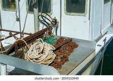 Rusty Scallop Drag On A Fishing Boat On Cape Cod MA