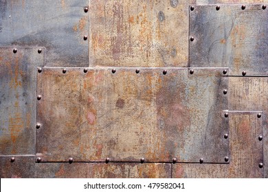 rusty and scratched metal panel background
