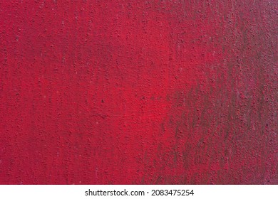 Rusty And Scratched Red Metal Panel Background. Old Rusty Texture