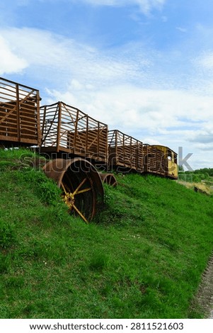 Rusty train on the hill in Lough Boora Discover Park ( County Offlay) Ireland