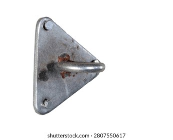 Rusty Triangular Metal Hook Bracket Isolated