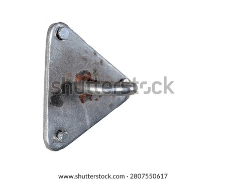 Rusty Triangular Metal Hook Bracket Isolated