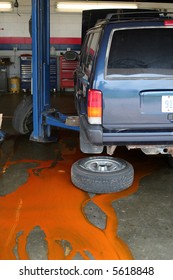 Rusty Water In Mechanics Garage Results Of An Engine Coolant Flush