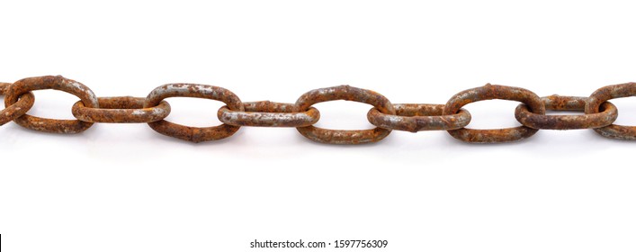 Rusty whole chain isolated on a white background.