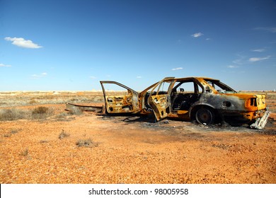 Rusty Wrecked Car In Outback Australia