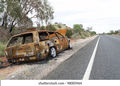 Rusty Wrecked Car In Outback Australia