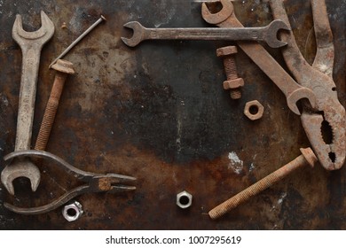 rusty wrench, tools, background