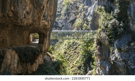 Ruta del Cares hiking track from Poncebos to Cain, Picos de Europa, Asturias, Spain, Europe - Shutterstock ID 2281800771