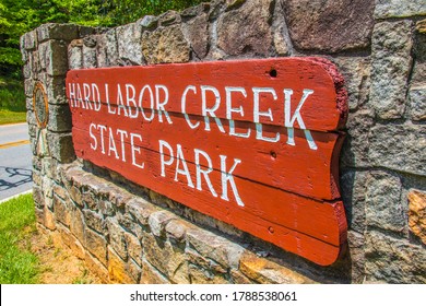 Rutledge, Ga / USA - 08 02 20: Hard Labor Creek State Park Road Entrance Sign 