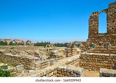 Ruuins Of The Historic City Of Umayyad Anjar (Anjar) From The Time Of The Umayyad Caliphate In The Bekaa Valley In Lebanon