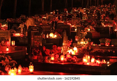 RUZOMBEROK, SLOVAKIA - NOVEMBER 1: Souls day at cemetery in town Ruzomberok on November 1, 2013 in Ruzomberok