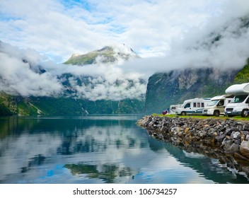 RV Camping By A Fjord In Norway