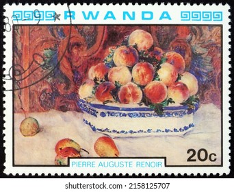 RWANDA - CIRCA 1980: A Stamp Printed In Rwanda Shows Still Life, Painting By Pierre Auguste Renoir, French Painter, Circa 1980