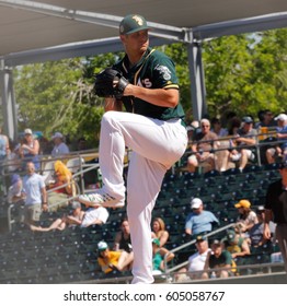 Ryan Dull Pitcher For The Oakland Athletics Spring Training  At Hohokam Stadium In Mesa Arizona USA March 18,2017.