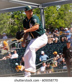 Ryan Dull Pitcher For The Oakland Athletics Spring Training At Hohokam Stadium In Mesa Arizona USA March 18,2017.