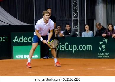  Ryan Harrison Playing In The Match Against Serbia, Davis Cup 2018, Nis, Second Day, 03. February 2018