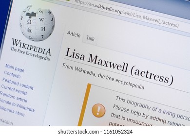 Ryazan, Russia - August 19, 2018: Wikipedia Page About Lisa Maxwell On The Display Of PC.