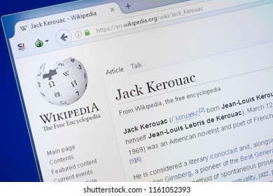 Ryazan, Russia - August 19, 2018: Wikipedia Page About Jack Kerouac On The Display Of PC.