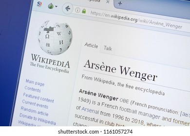 Ryazan, Russia - August 19, 2018: Wikipedia Page About Arsene Wenger On The Display Of PC.