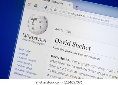 Ryazan, Russia - August 19, 2018: Wikipedia Page About David Suchet On The Display Of PC.