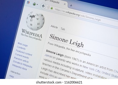 Ryazan, Russia - August 19, 2018: Wikipedia Page About Simone Leigh On The Display Of PC.