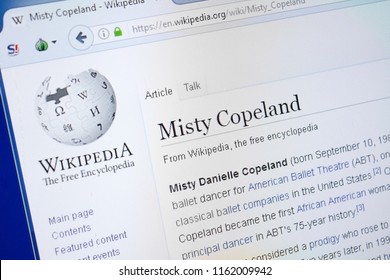 Ryazan, Russia - August 19, 2018: Wikipedia Page About Misty Copeland On The Display Of PC.